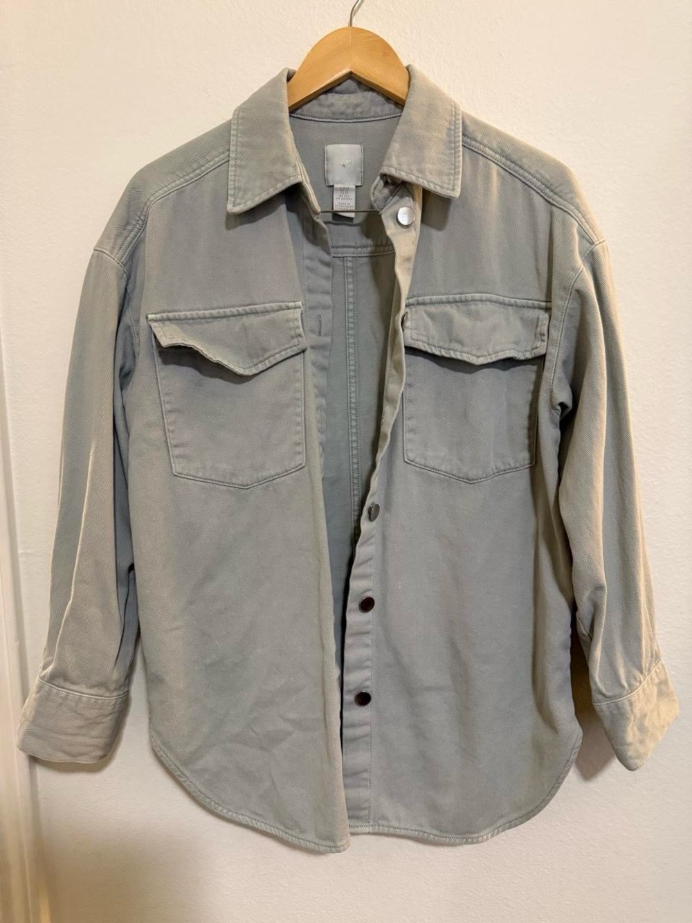 H&M light green/blue Button-Up Shirt Jacket